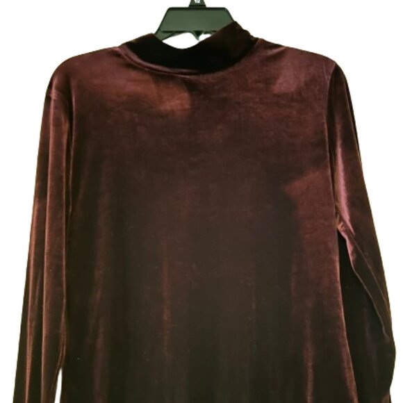 Road Rags Burgundy Velvet Mock Neck Turtleneck - Large - Picture 1 of 3